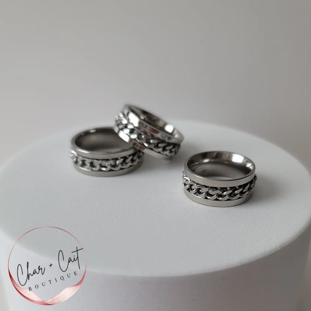Stainless Steel Anxiety Chain Spinner Ring Various Sizes